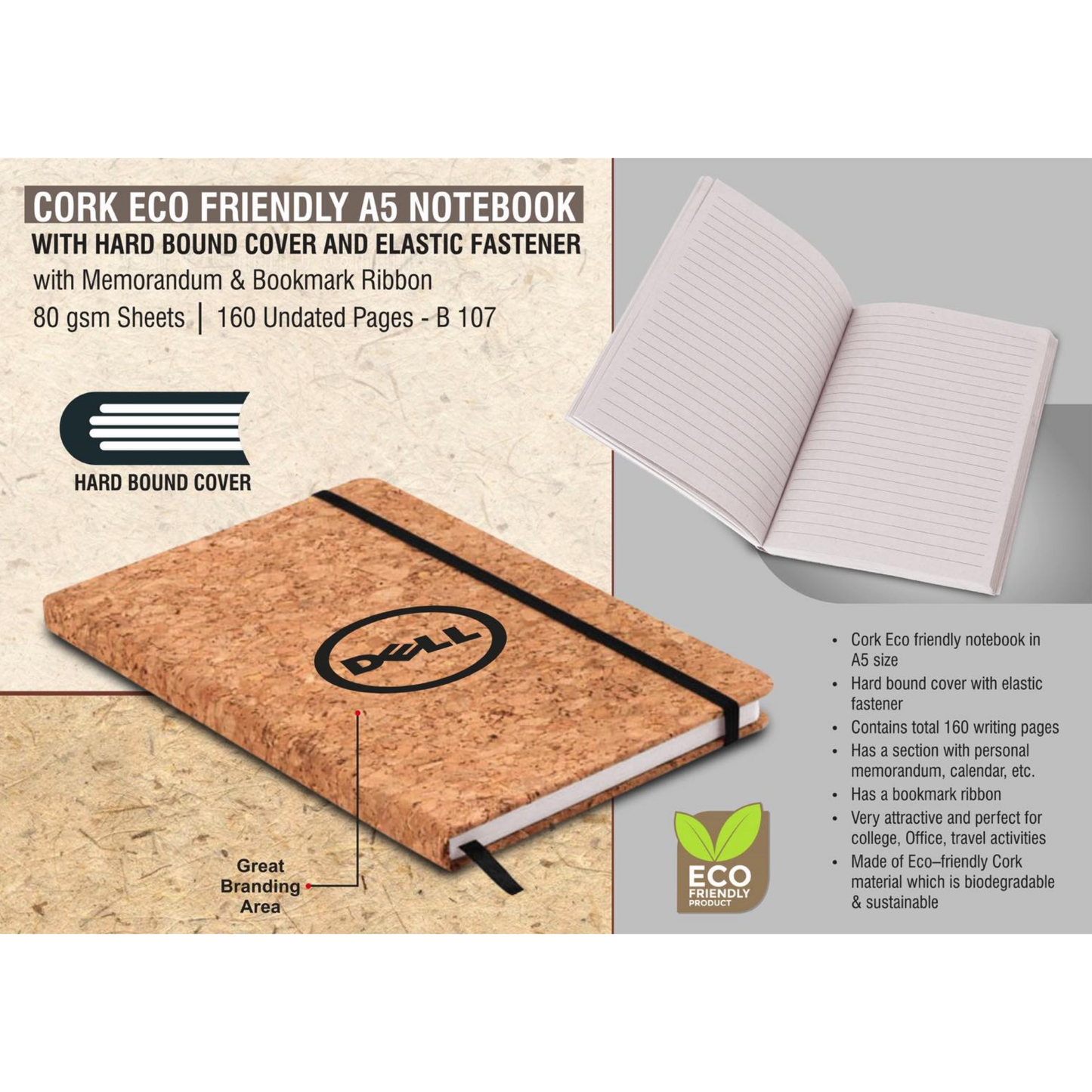 Eco-Friendly Cork Hardbound Notebook