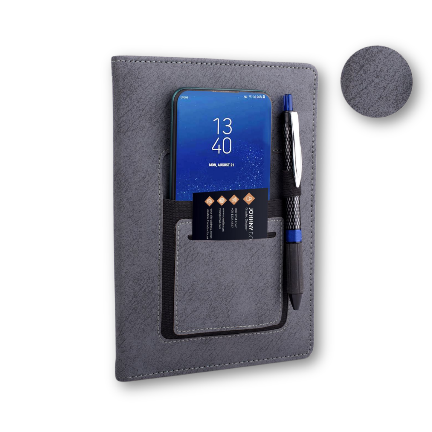 Soft Grey A5 Notebook with Holders
