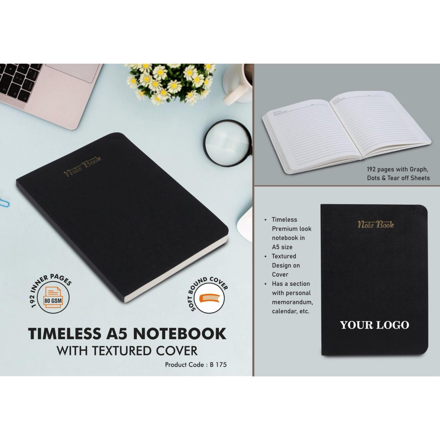 Timeless A5 Notebook with texture cover