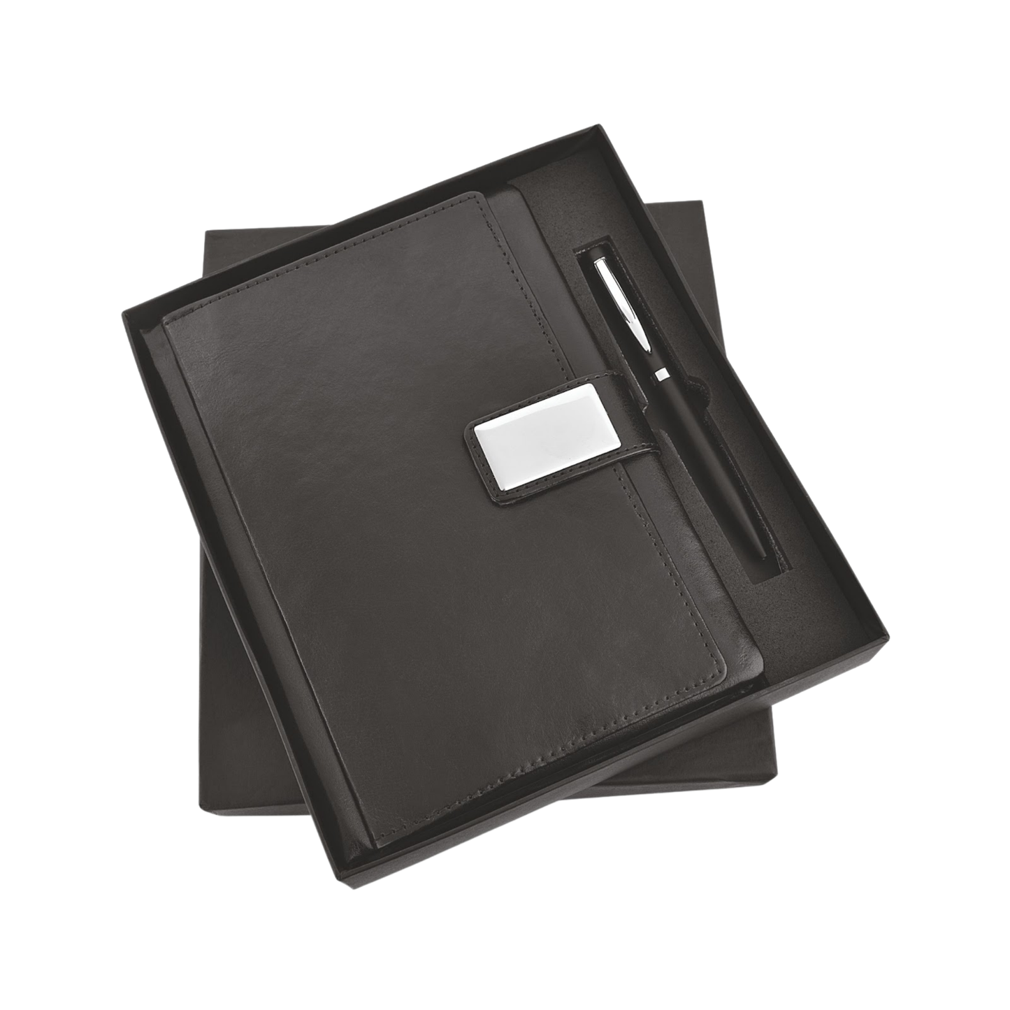 Leather Finish Metal Strap Notebook (2 colors)