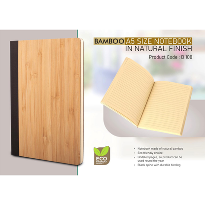 Bamboo A5 Eco-Friendly Notebook in Natural Finish