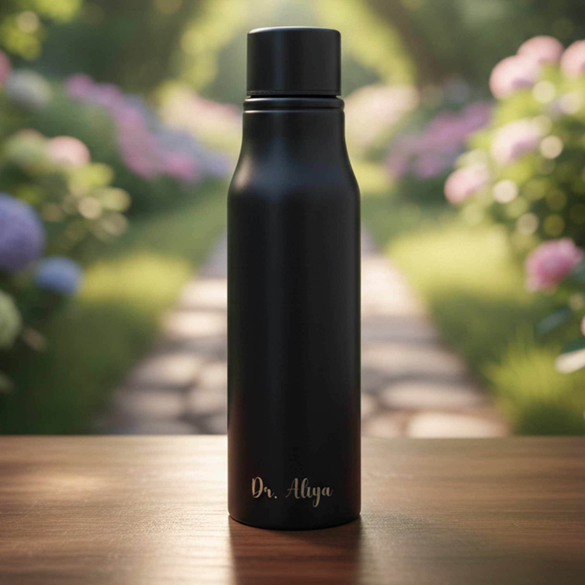 Black Stainless Steel Bottle with Custom Name Engraving – 500 ml