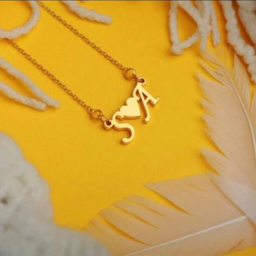 Name's Initial With Heart Pendant