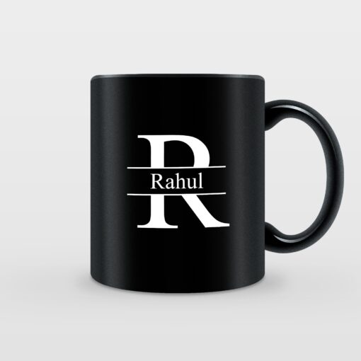 Custom Initial Name Black Mug