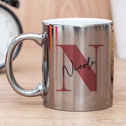 Silver Plated Initial + Name Mug