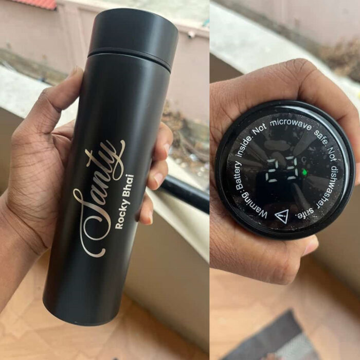 Custom Black Stainless Steel Thermal Bottle – Hot & Cold | Engraved Design - Image 3