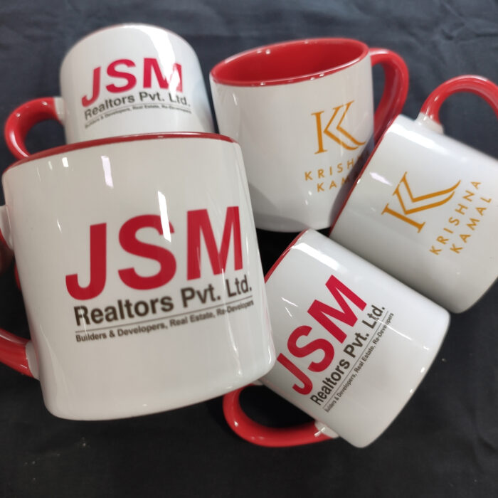 2-Tone Red Ceramic Mug 6 oz – Custom Logo