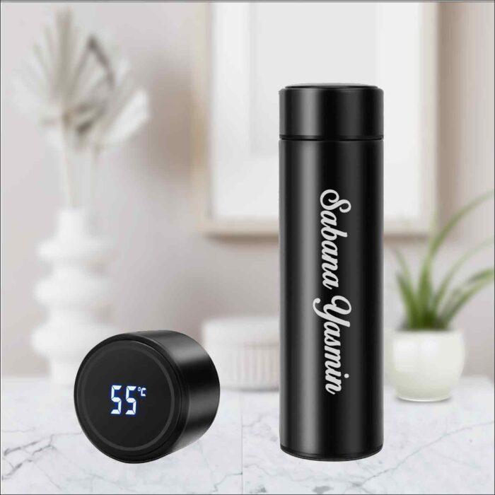 Custom Black Stainless Steel Thermal Bottle – Hot & Cold | Engraved Design